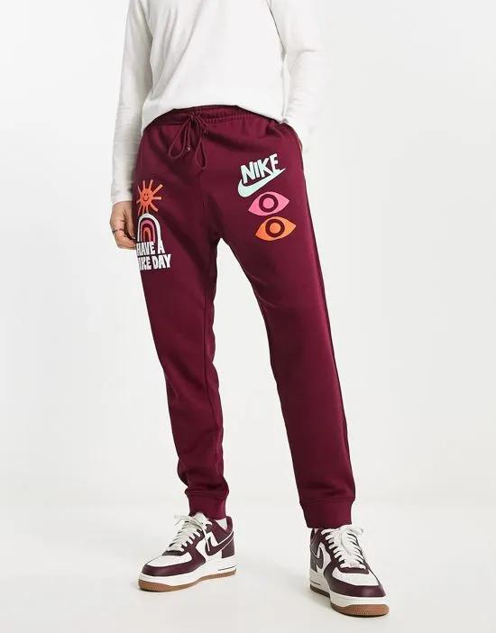 HBR graphic logo sweatpants in red