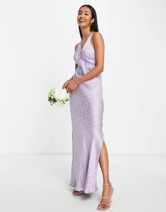heart jacquard maxi slip dress in lilac