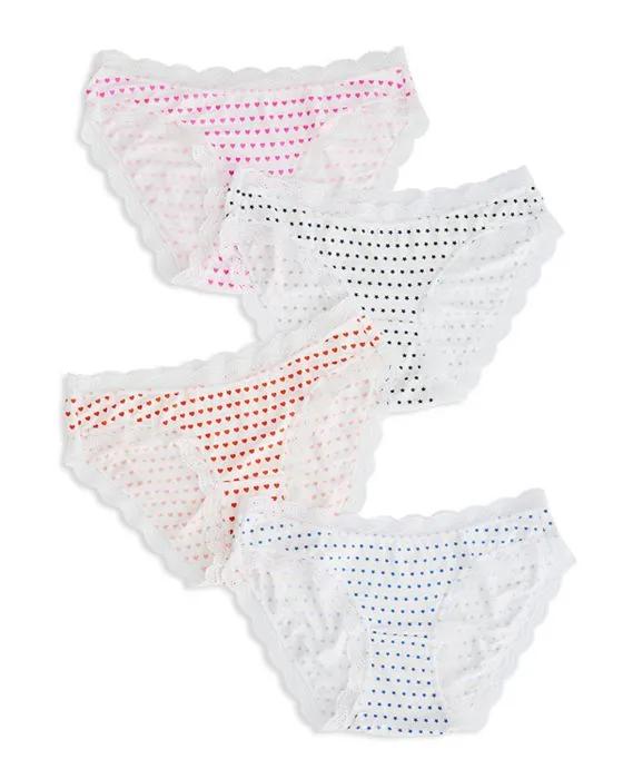 Hearts And Stars Low-Rise Briefs, Pack of 4