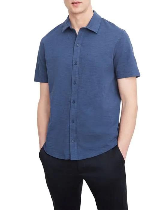 Heavy Slub Short Sleeve Button Down Shirt