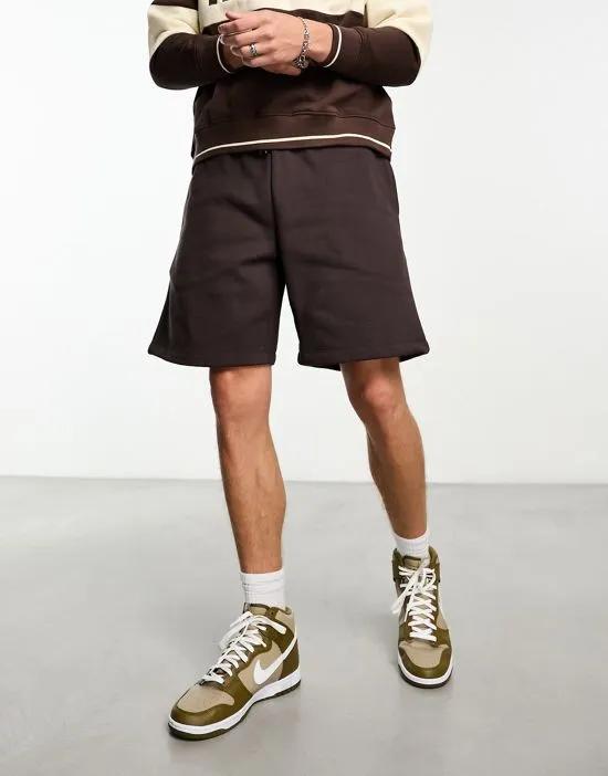 heavyweight oversized jersey shorts in brown
