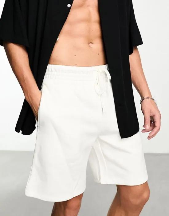 heavyweight oversized jersey shorts in soft white