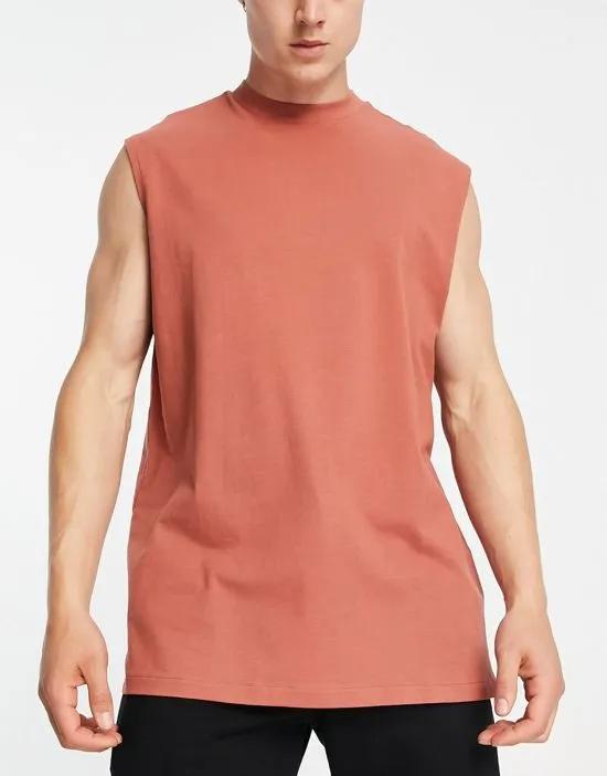 heavyweight oversized training tank top in red clay