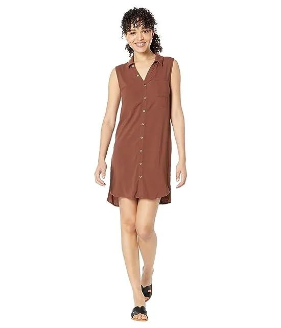 Heirloom Woven Sleeveless Button-Down Shirttail Dress