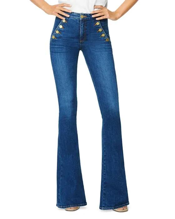 Helena High Rise Flared Sailor Jeans in Medium Wash