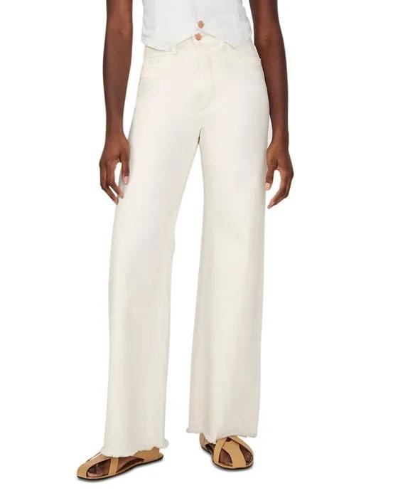 Hepburn High Rise Wide Leg Jeans in Eggshell