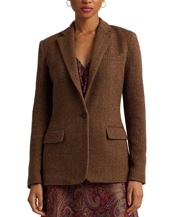 Herringbone Notch Collar Blazer