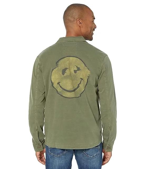Herringbone Smiley Face Workwear Shirt