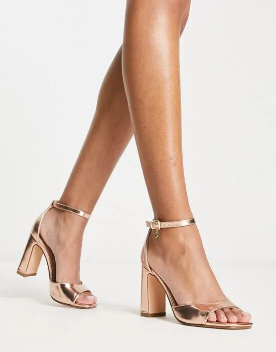 hesitation heeled sandals in rose gold