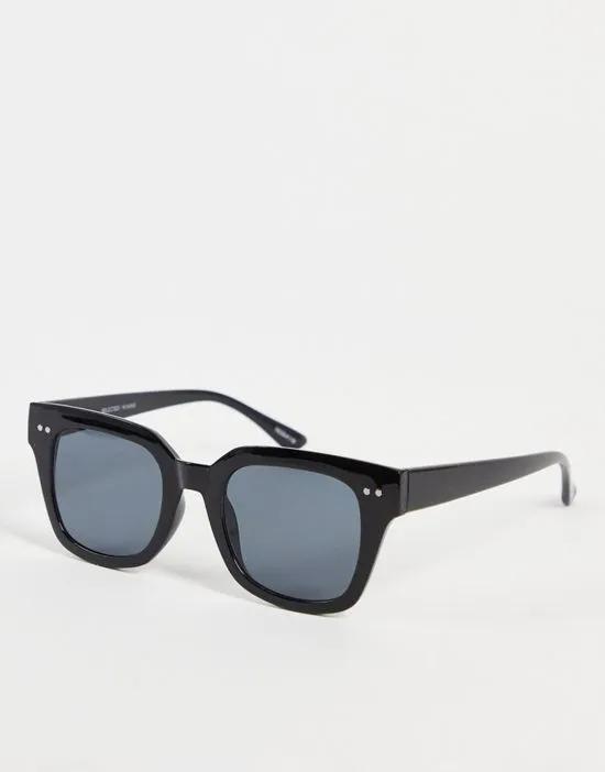 high brow square sunglasses in black