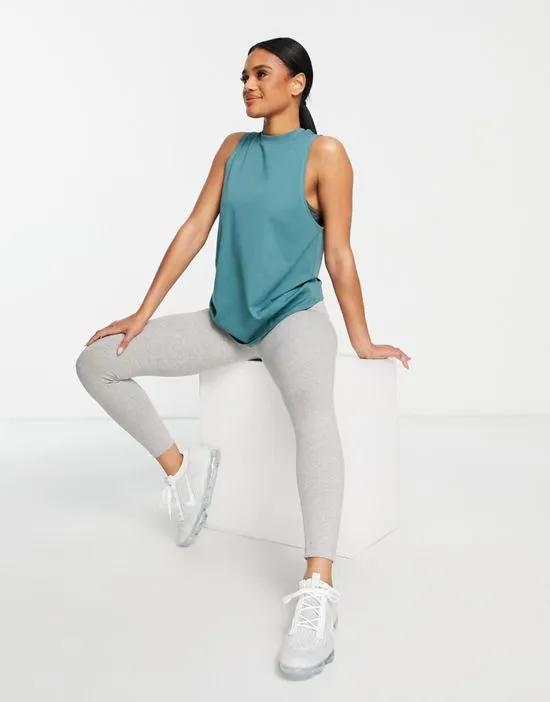 high neck drop armhole relaxed gym tank top