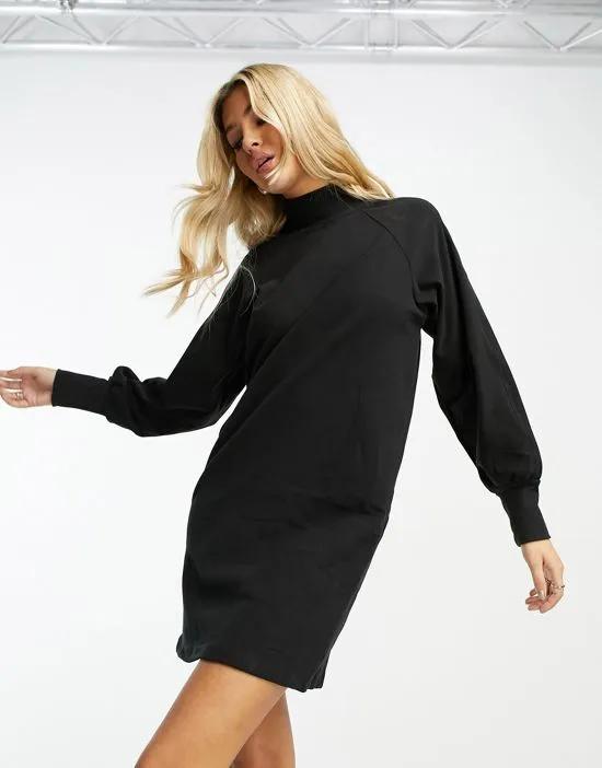 high neck knitted dress in black