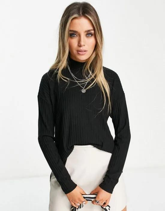 high neck sweater in black
