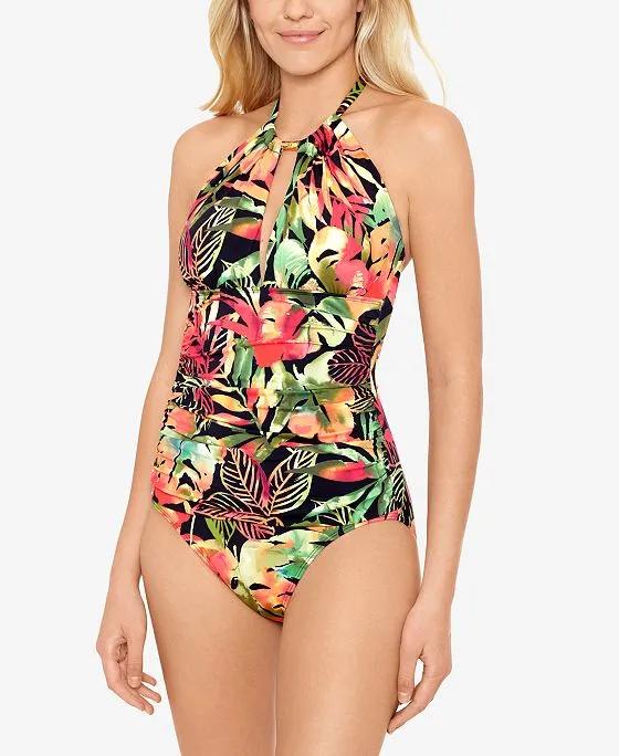 High-Neck Tummy-Control One-Piece Swimsuit
