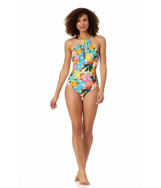 High Neck with Ruffle Straps One-Piece