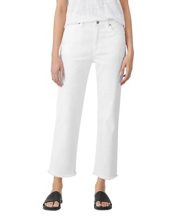 High Rise Ankle Straight Leg Jeans in White