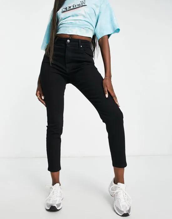 high rise cropped skinny jeans in black