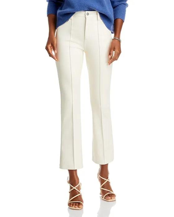 High Rise Cropped Slim Kick Flare Jeans in Cream