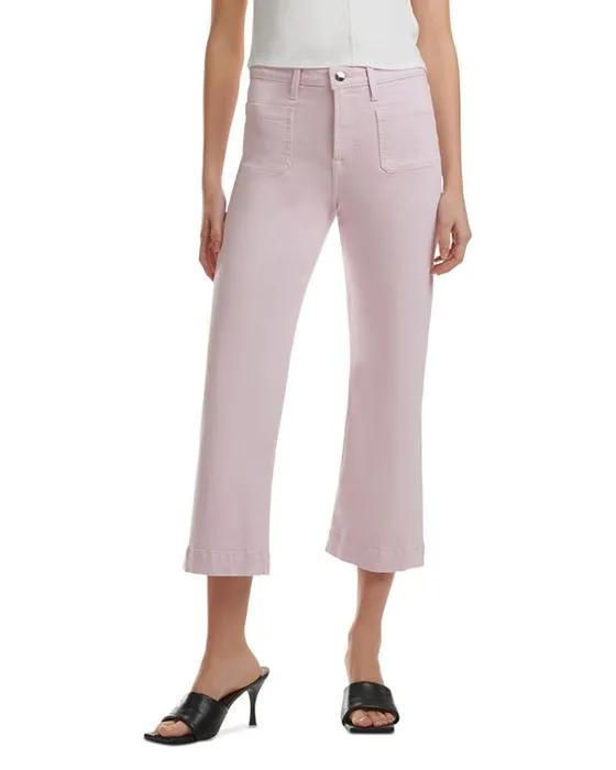 High Rise Cropped Wide Leg Jeans in Light Lilac