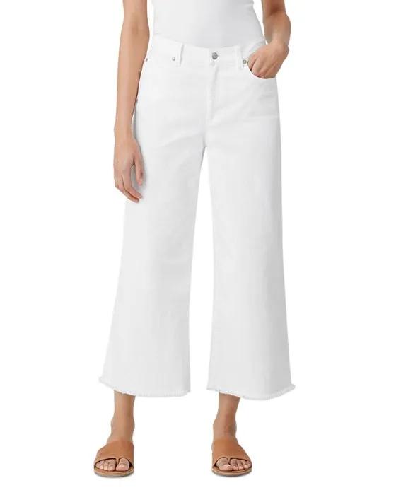 High Rise Cropped Wide Leg Jeans in White
