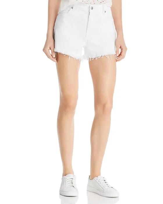 High Rise Cutoff Jean Shorts in Clean White