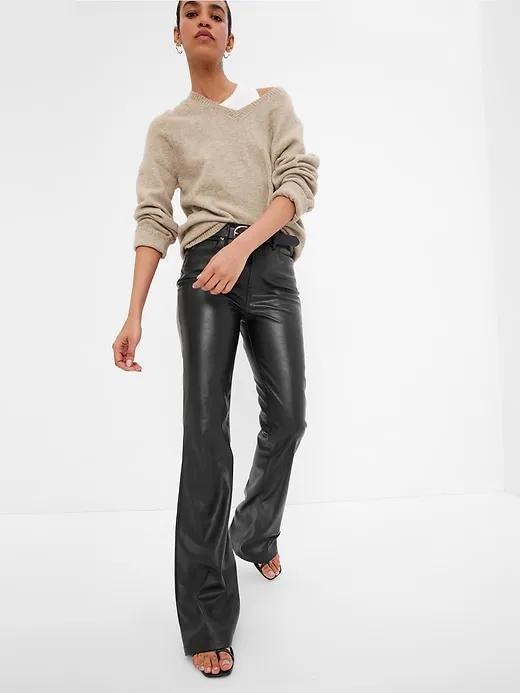 High Rise Faux-Leather '70s Flare Pants