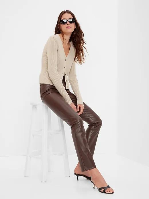 High Rise Faux-Leather Vintage Slim Jeans