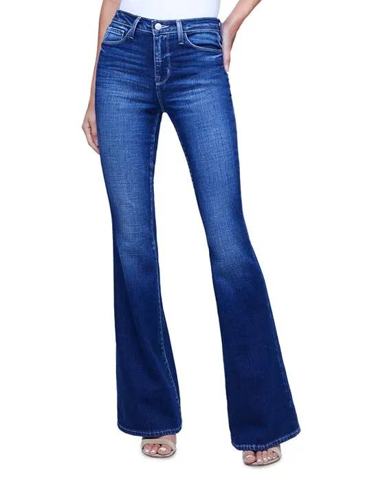 High Rise Flared Jeans in Atlantic