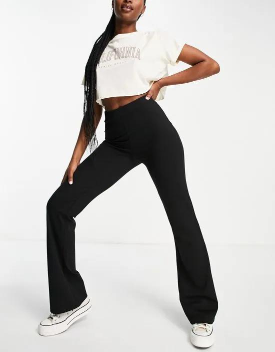 high rise flared pants in black