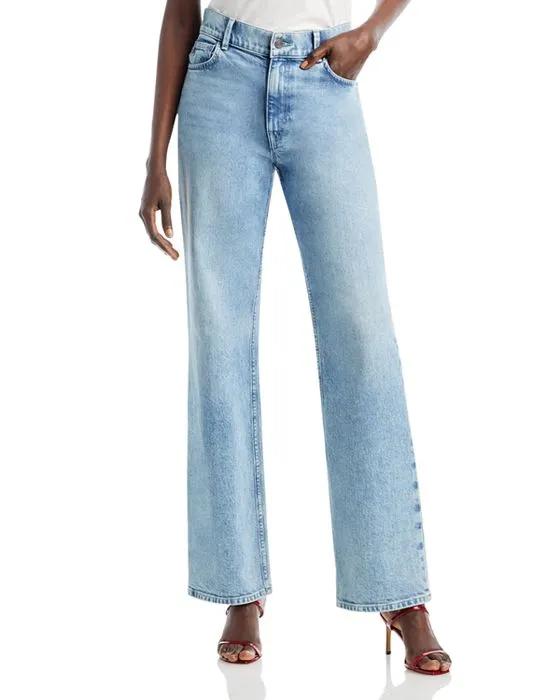 High Rise Long Wide Leg Jeans in Stonewash