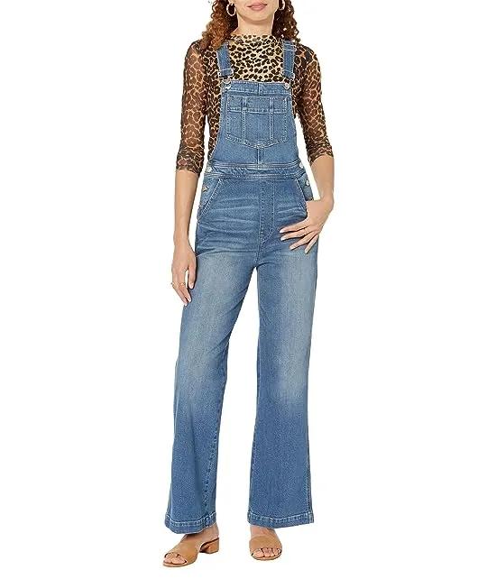 High-Rise Loose Flare Overalls in Demott Wash