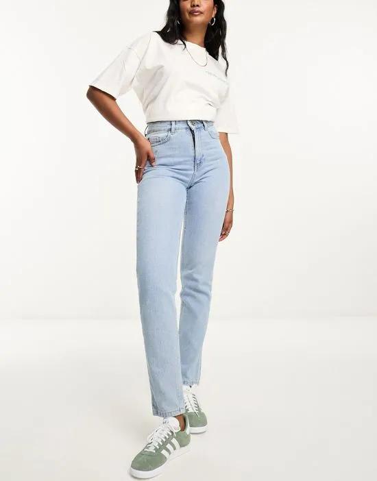 high rise mom jeans in light blue