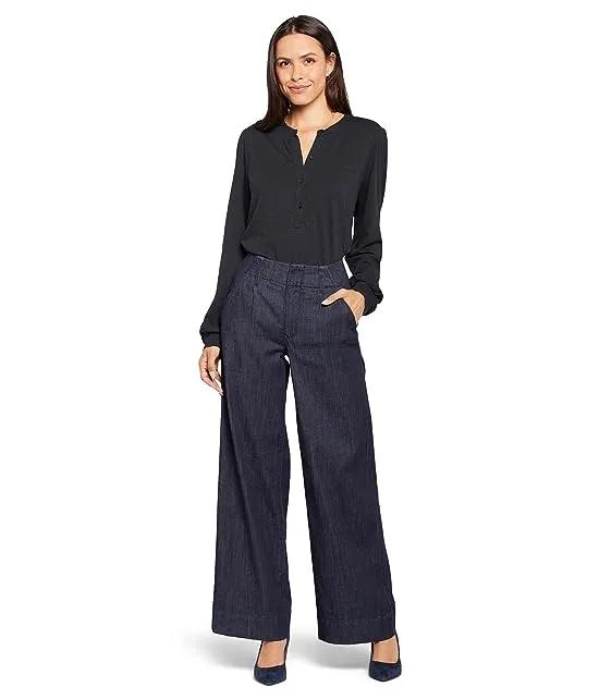 High-Rise Mona Wide Leg Trousers in Lightweight Rinse