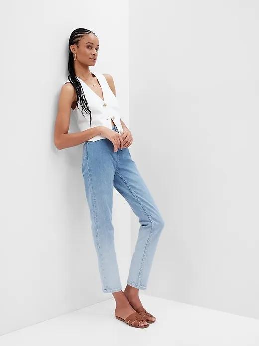 High Rise Ombre Cheeky Straight Jeans with Washwell