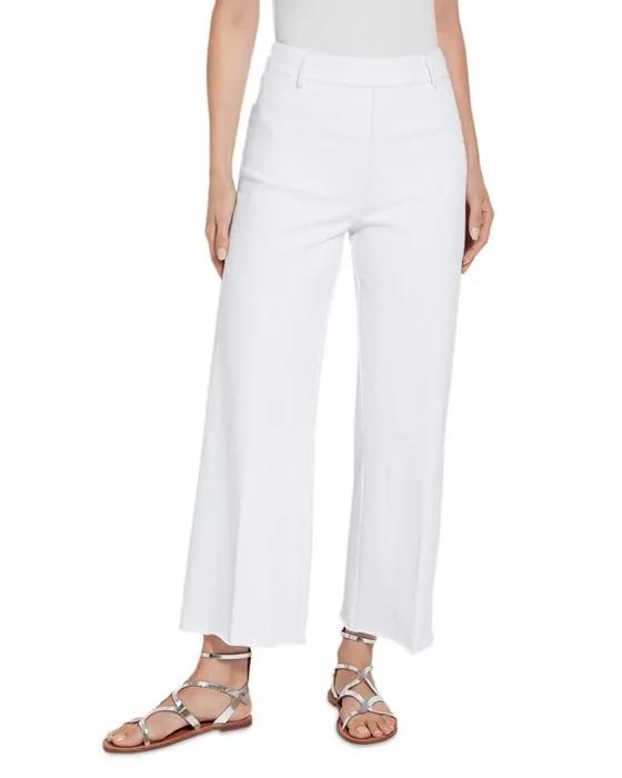High Rise Pull On Ankle Flare Jeans in White