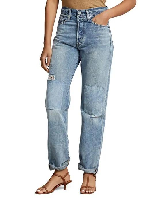 High Rise Relaxed Straight Jeans in Blue