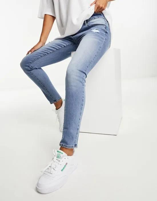 high rise skinny jeans in blue