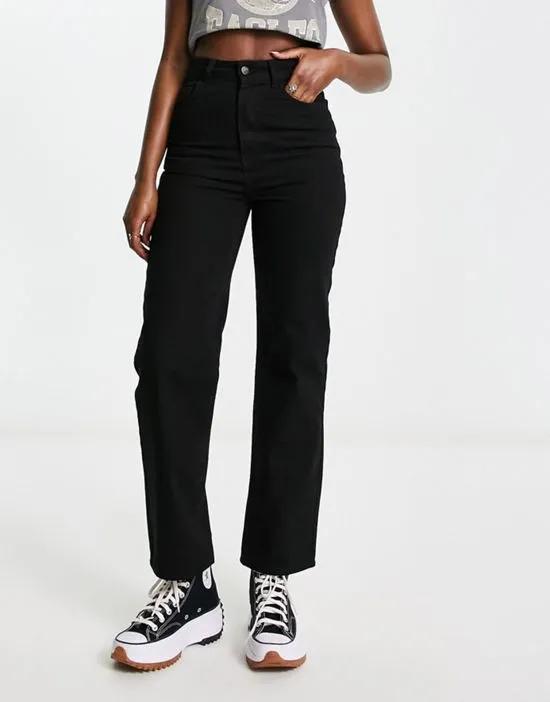 high rise slim leg jeans in washed black