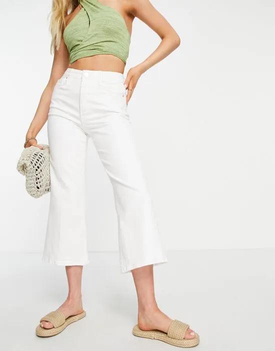 high rise straight crop jean in white