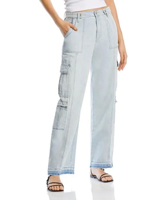 High Rise Straight Leg Cargo Jeans in Call My Name