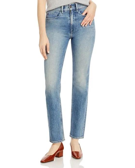 High Rise Straight Leg Jeans in Faded Skyl