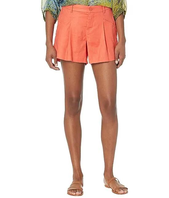 High-Rise Trouser Shorts in Hot Coral