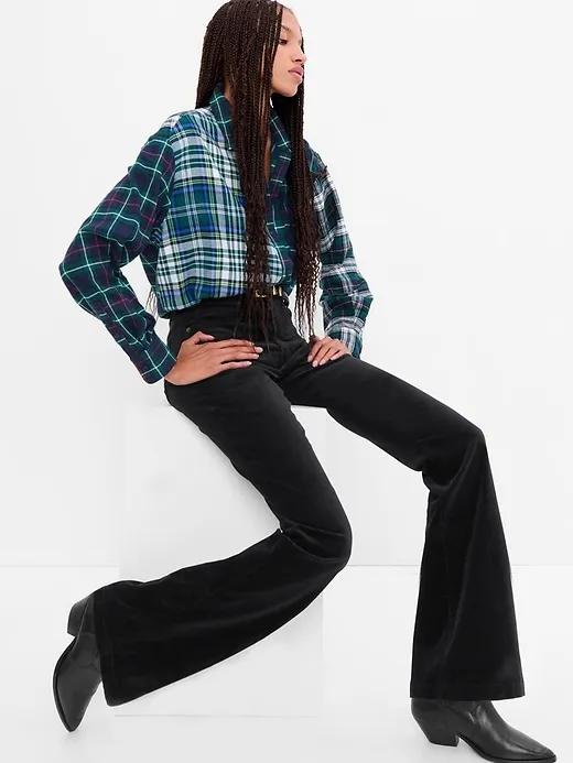 High Rise Velvet '70s Flare Jeans with Washwell