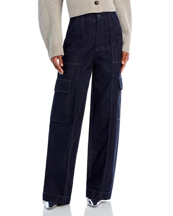 High Rise Wide Leg Cargo Trouser Jeans in Prince St