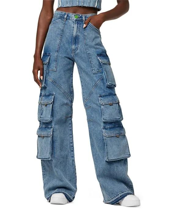 High Rise Wide Leg Jeans in World Tour
