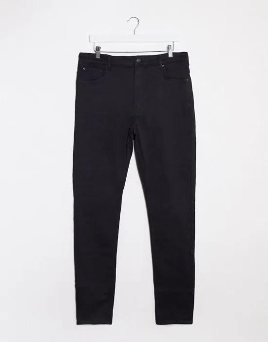 high waist extended sizes skinny jeans in black