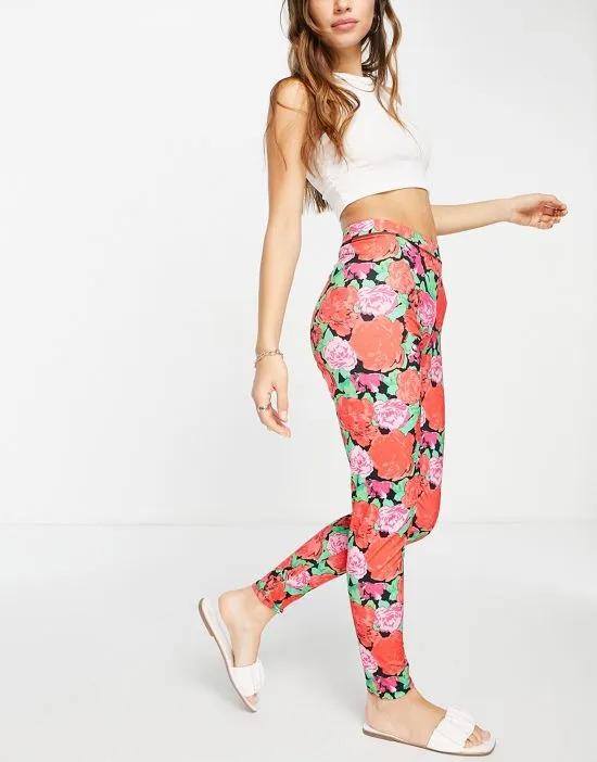 high waist leggings in floral print