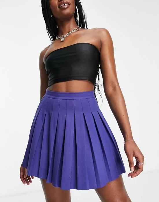 high waist pleated mini tennis skirt in deep purple