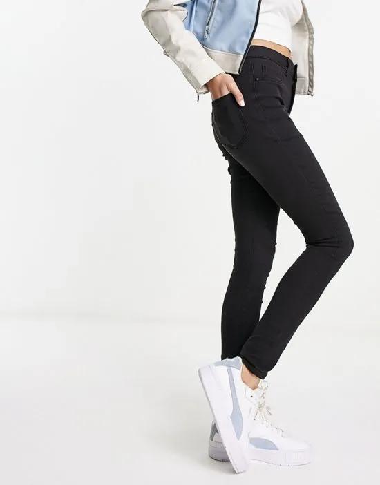 high waist skinny jeans in washed black
