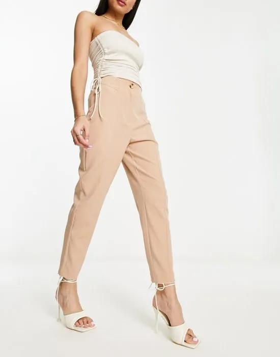high waist tapered pants in stone